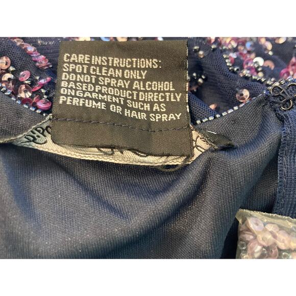 NWT Pisarro Nights Art Deco Beaded Mesh Cocktail Dress Size 8 in Carbon - Picture 6 of 6